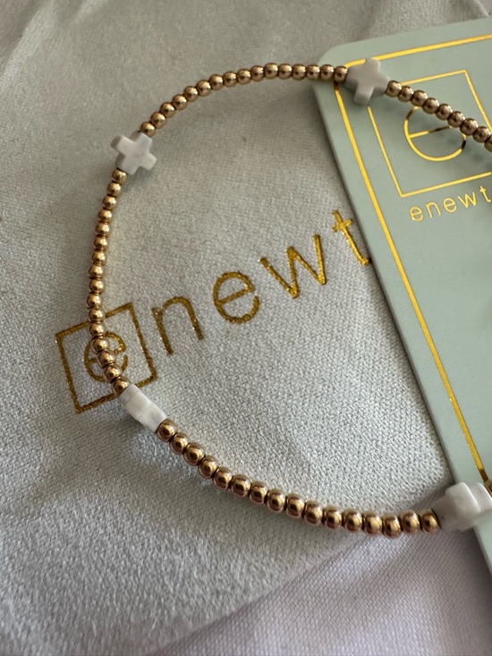Enewton Jewelry - Enewt Gold Beaded Bracelet with White Cross Accents
